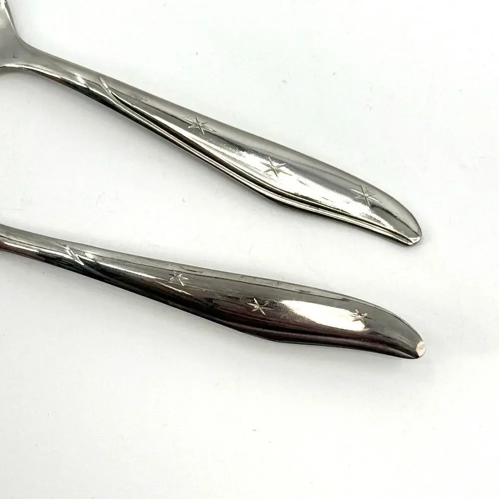 MARCREST Set of 3 Atomic Starburst MCM Sugar Spoons Butter Knife Stainless USA